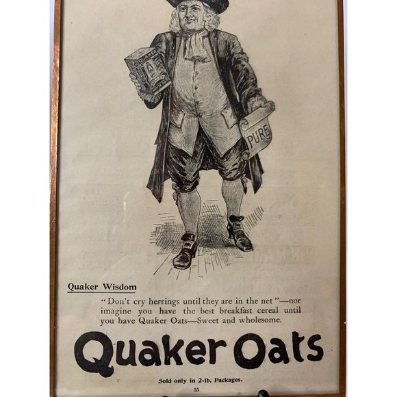 Quaker Oats 1899 Scribner Magazine Ad & Replica 1896 Label Quaker Oats Container - Picture 5 of 12